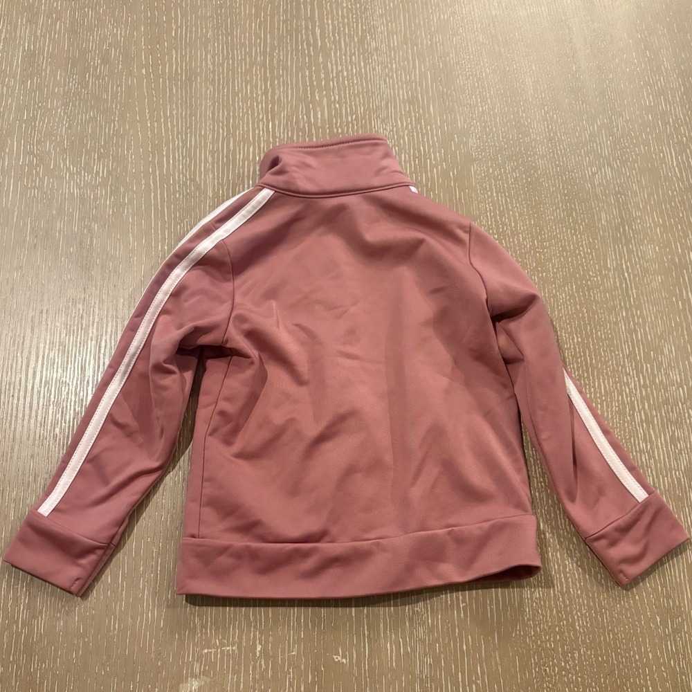Adidas Girls 2T Tracksuit Set Pink Jacket and Joggers 3-Stripe Varsity Logo - Picture 3 of 6